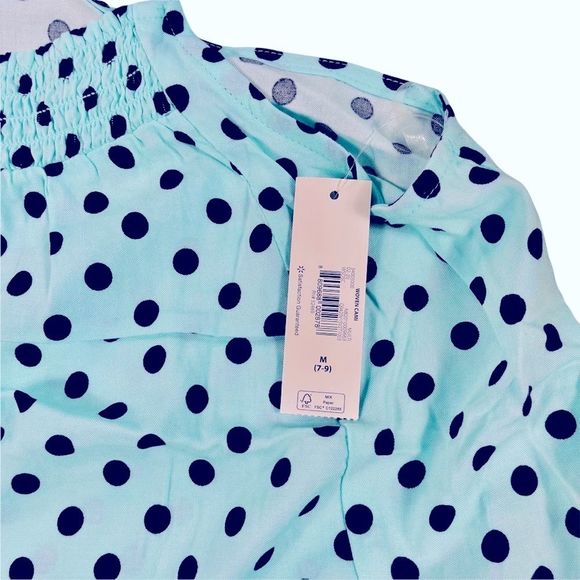 4/$32 No Boundaries size medium teal/light blue top black polka dots keyhole NWT - Picture 15 of 16